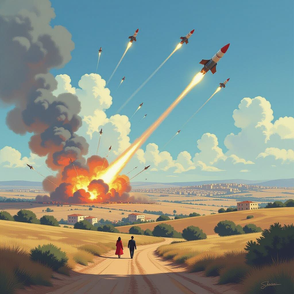 Israel Unscathed: Missiles in a Whimsical Landscape