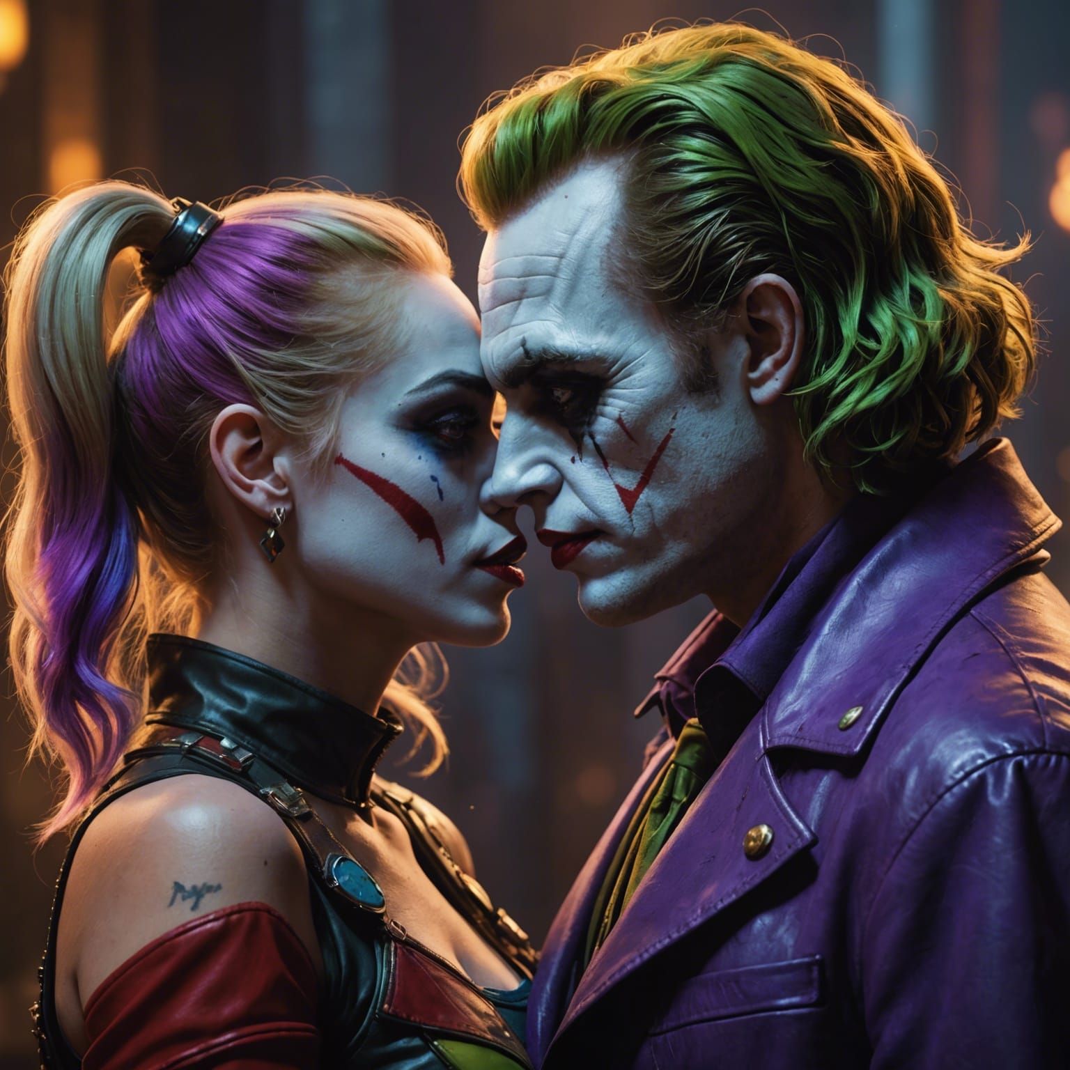 Harley Quinn Kissing The Joker - Ai Generated Artwork - Nightcafe Creator