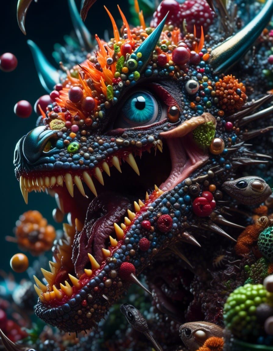 <lora:Living Dead Girl:1.0> A maximalist, surreal realistic photo of a mad artist's complex imaginary vision, filled with weird surreal dist...