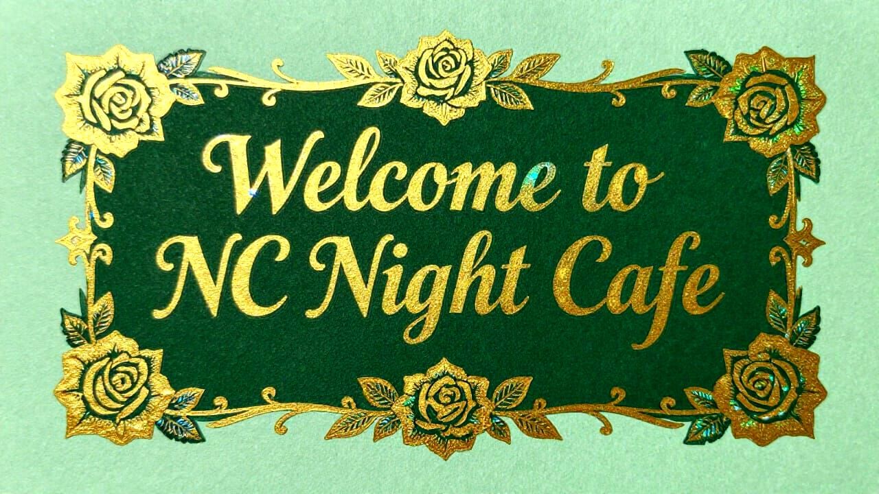 Calligraphy Welcome Text with Glistening Gold Roses