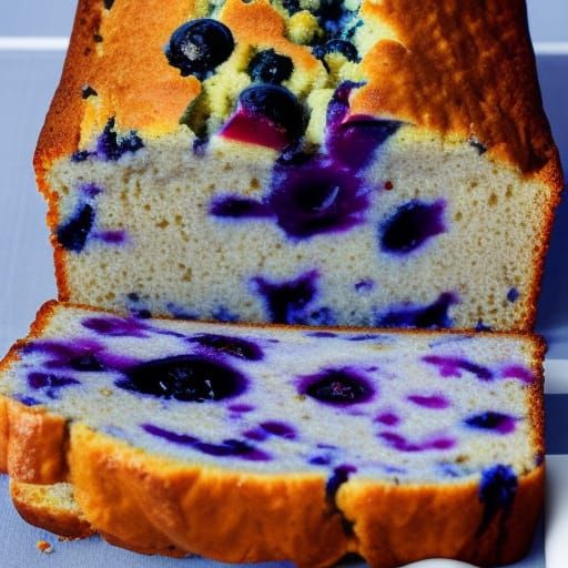 Character design Blueberry Quick Bread with Vanilla Sauce, a cheerful
