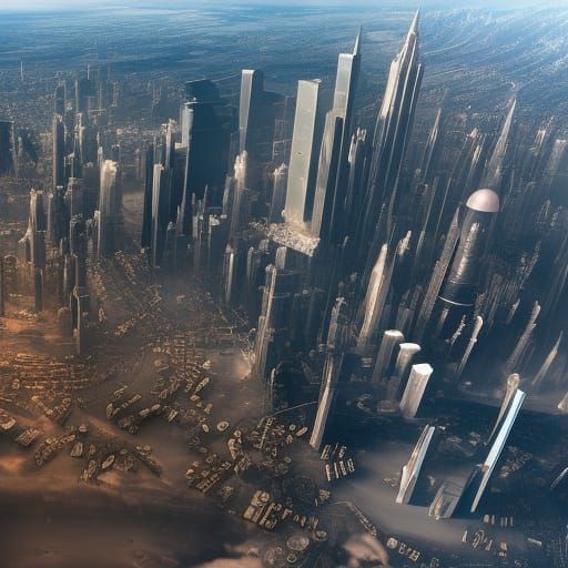 (((A Metropolis inside a planet in Space)))concept art, smooth, sharp ...