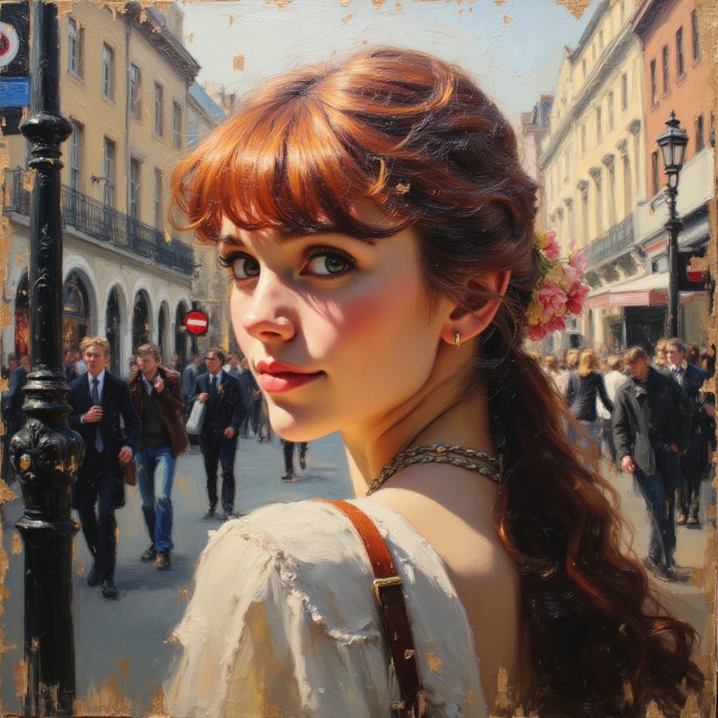 Portrait of a woman on a bustling London street   by @K-Mart