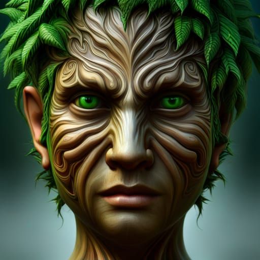 Tree with a face. Clear, ultra detail. Smooth. Like a painti...
