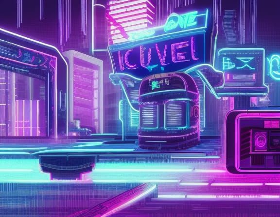 Ice Cavern Cyberpunk Synthwave Neon Retro   AI Generated Artwork