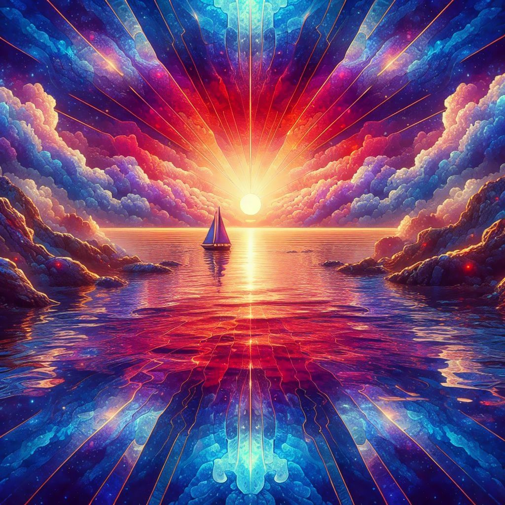 Stained sky, mirror ocean