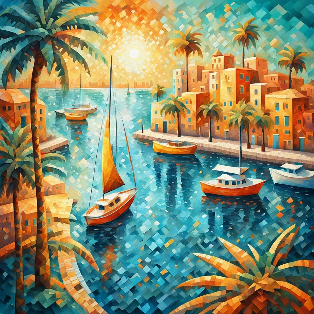 Colourful city near the sea