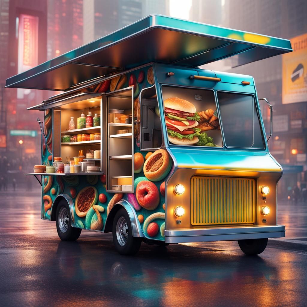 Futuristic Food Truck - Ai Generated Artwork - Nightcafe Creator