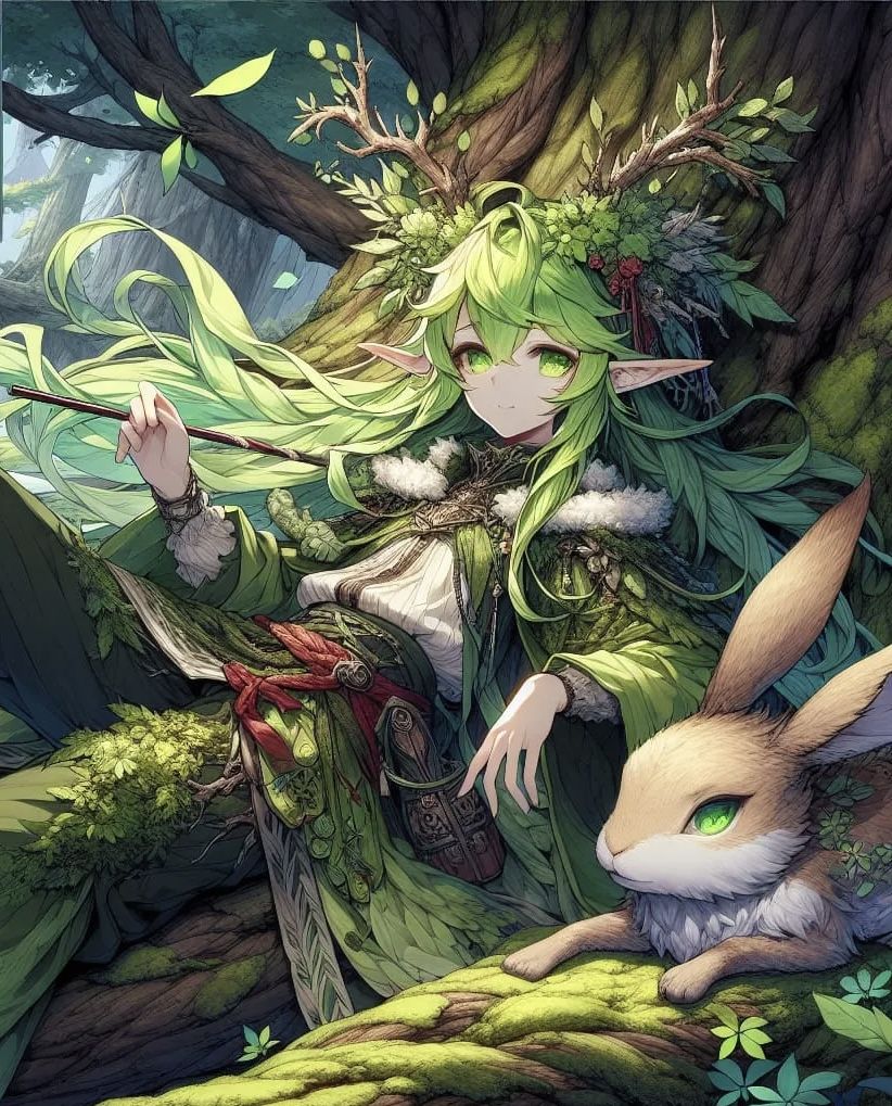 Druid & Rabbit Enjoying a Slow-Paced Life