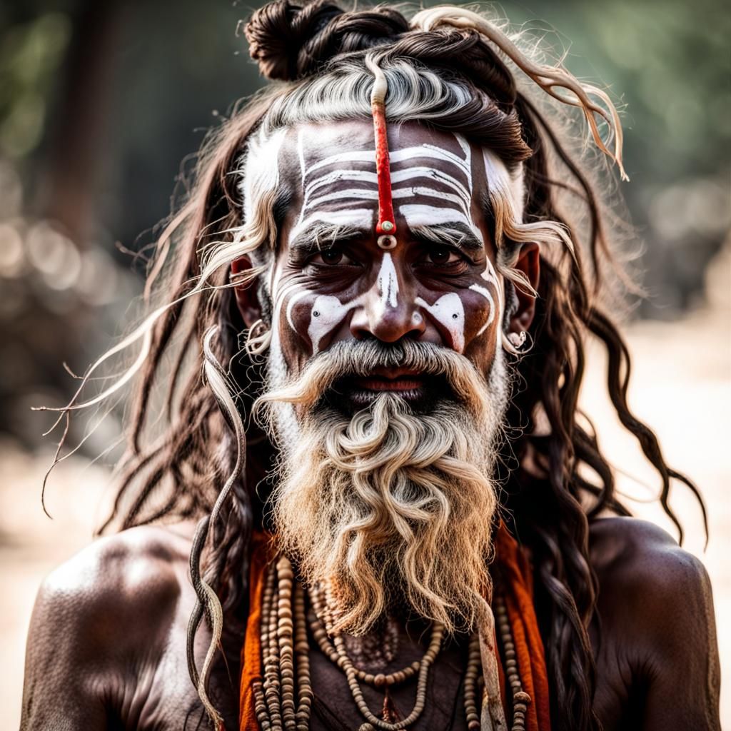 Download Aghori Yellow Red Face Paint Wallpaper | Wallpapers.com