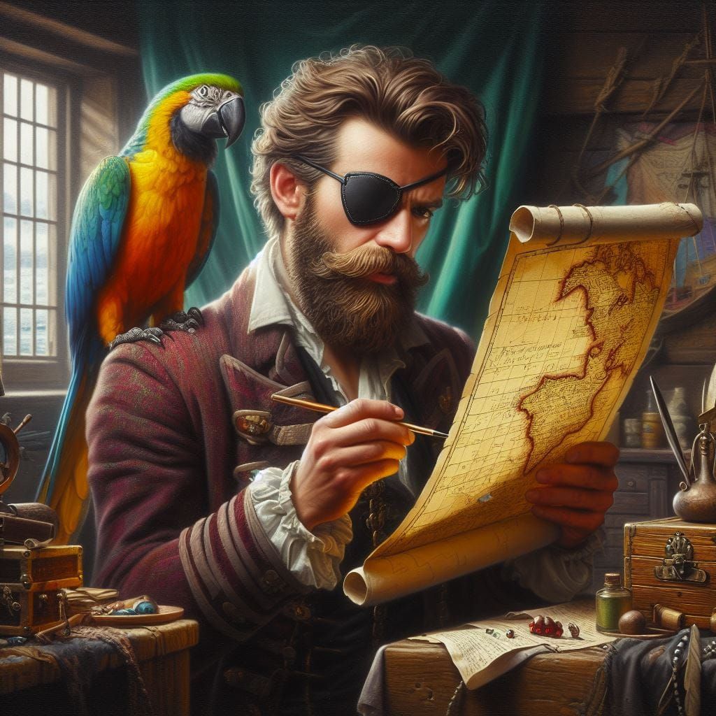 Pirate writing a treasur map