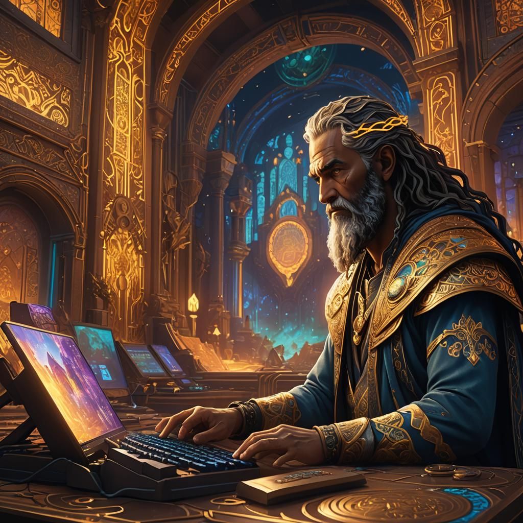 Moses and the Neon Computer Screen