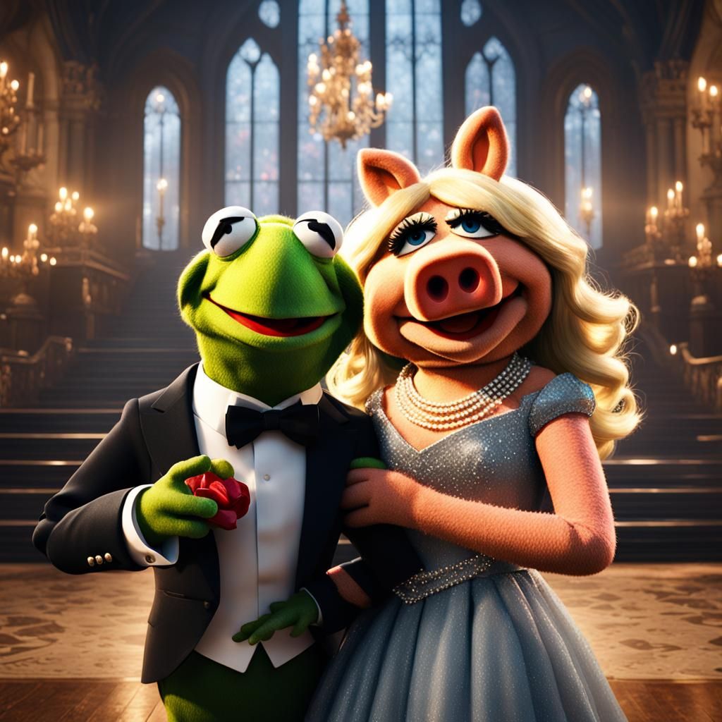 Kermit frog and miss piggy prom photo  by @Kyla
