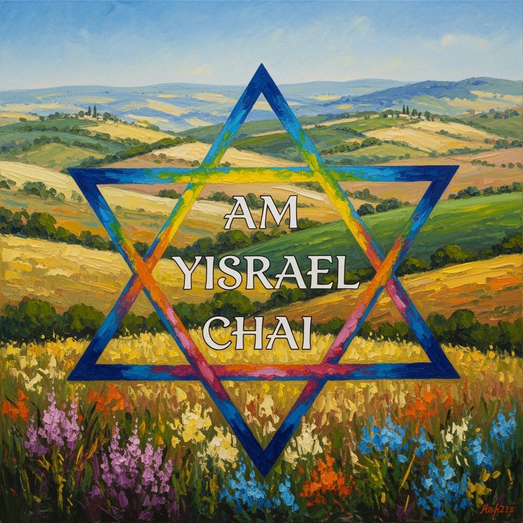 Colorful Impressionist Star of David with Judean Hills