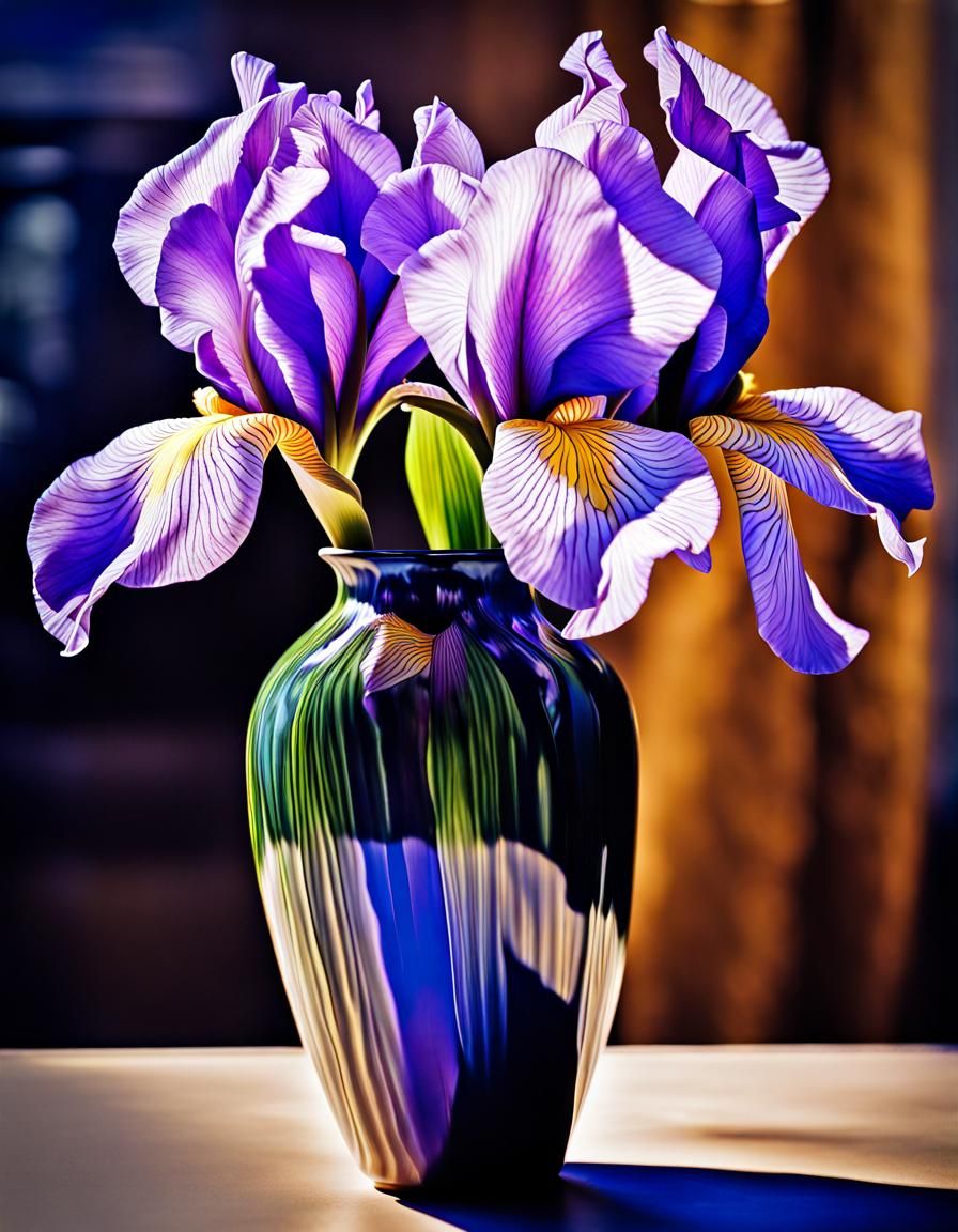 Iris flower vase