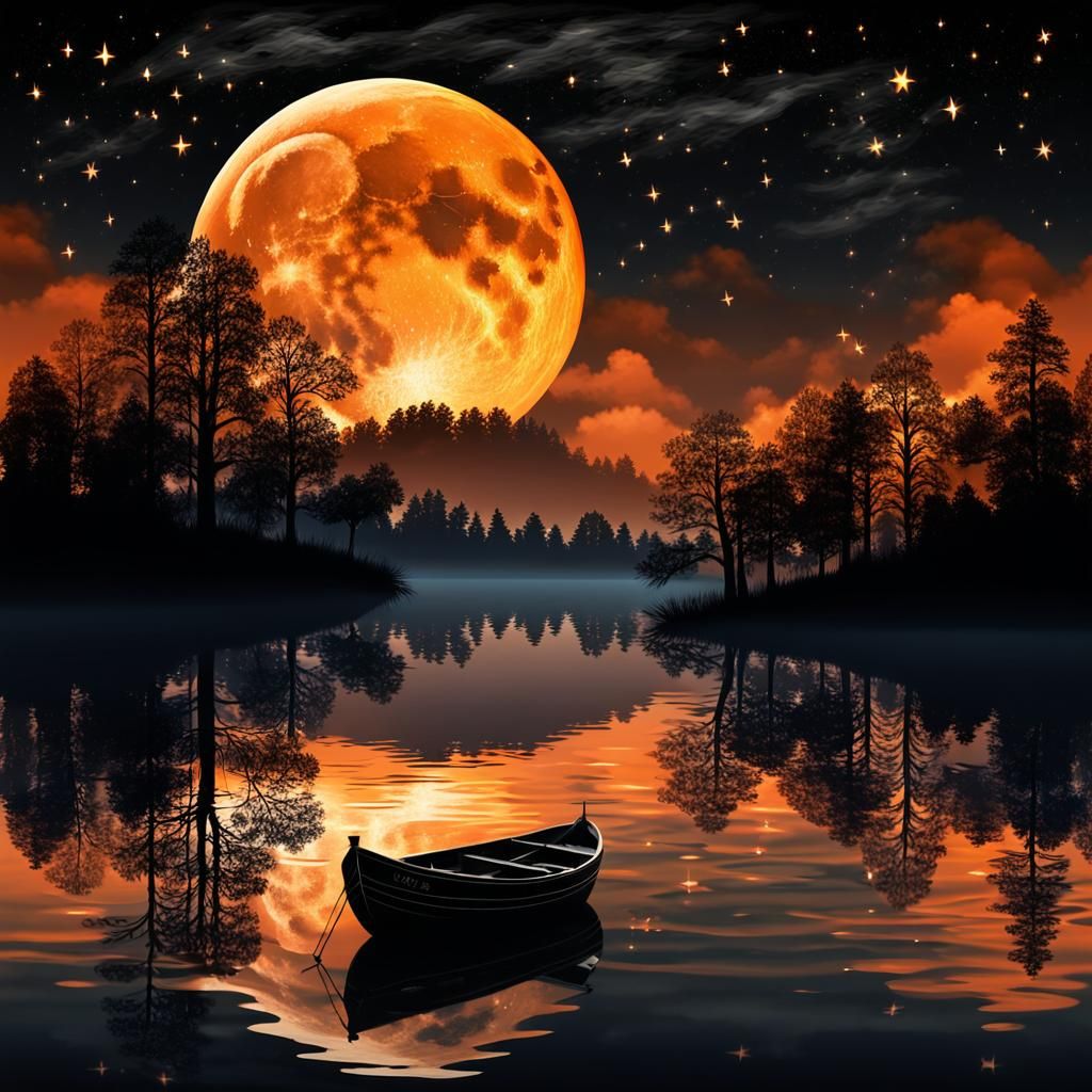 Night landscape in black and orange tones  by @KarenK
