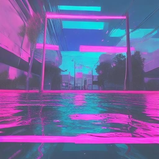 <lora:Sunken Suburb SD15:0.7>
<lora:The Broken 90s SD15:0.7>
An abandoned shopping cart on the submerged street in the liminal suburb at ni...