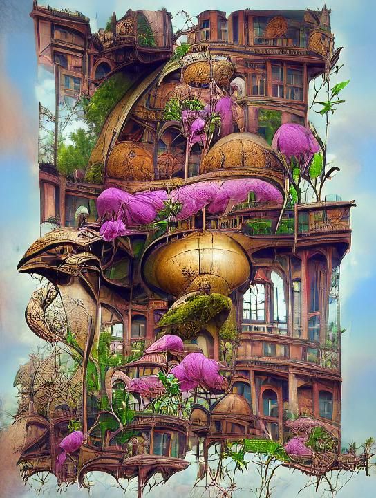 Peonies Paisley Avian Sanctuary Fantasy Floral floating island trending