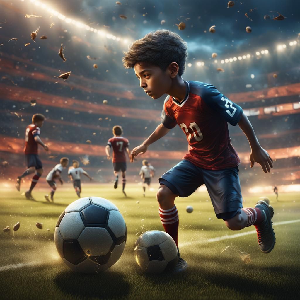 a kid playing football
