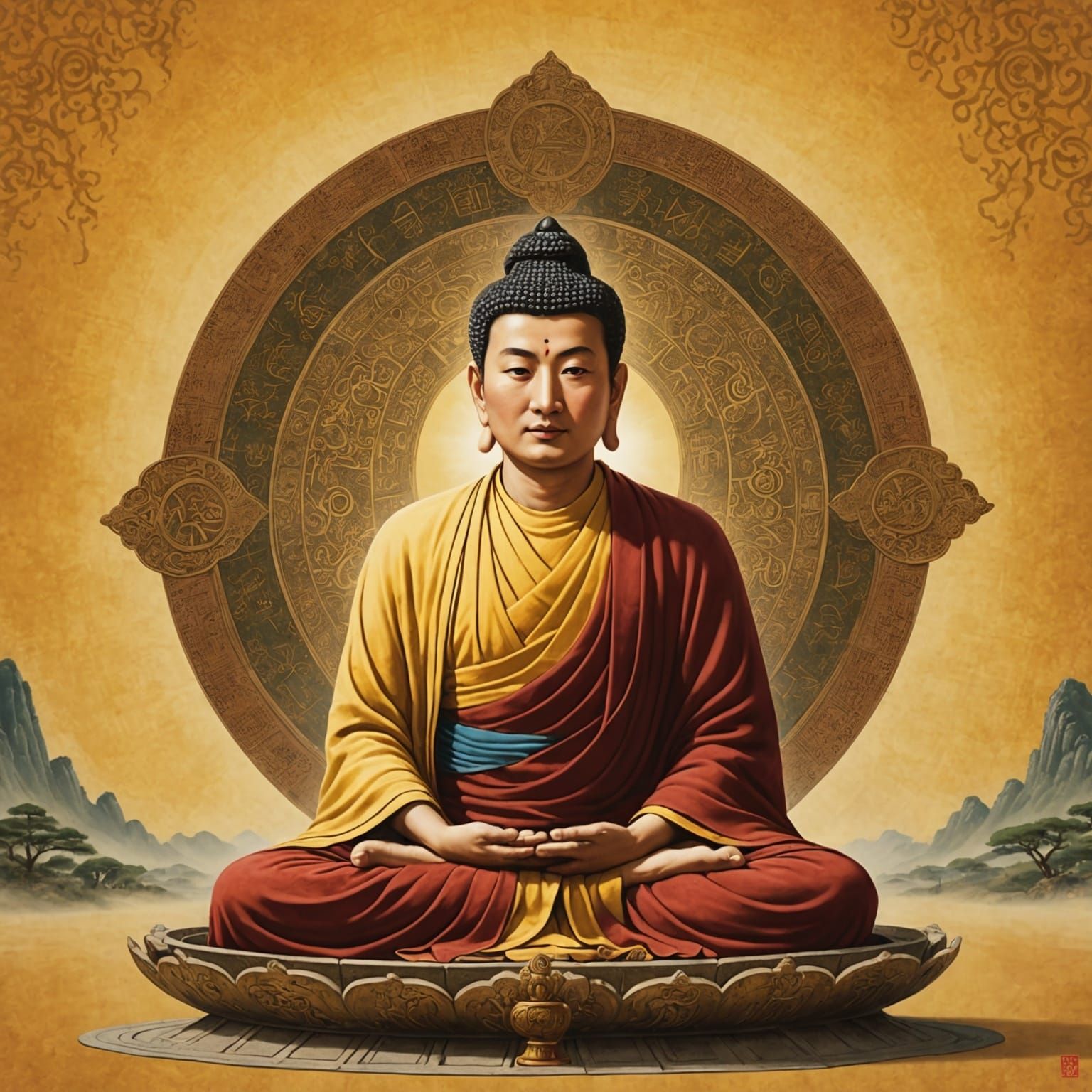 Epic Buddhist Scene: Digital Matte Painting