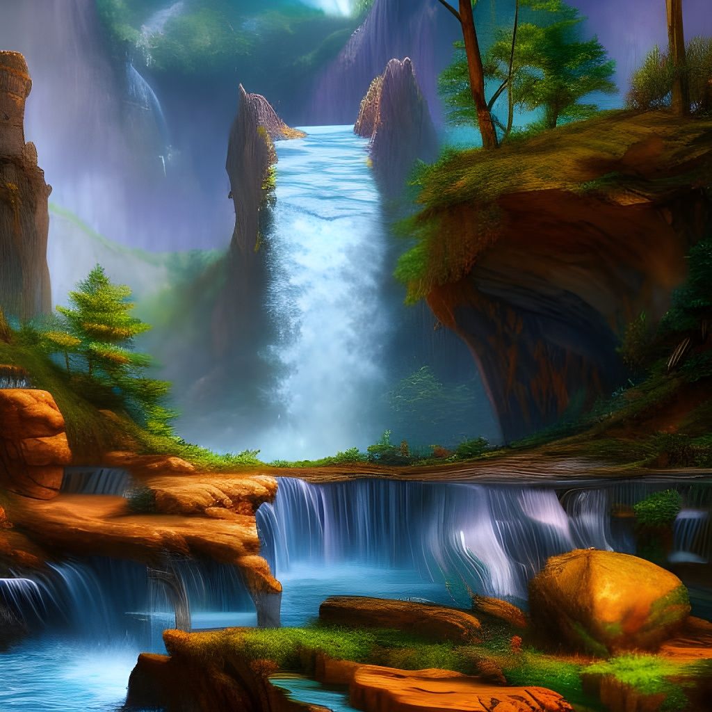 Waterfall - AI Generated Artwork - NightCafe Creator