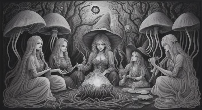 kraken spider jellyfish mushroom witch Coven gathering