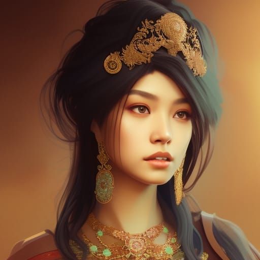 Beautiful Asian princess from Ancient Times - AI Generated Artwork