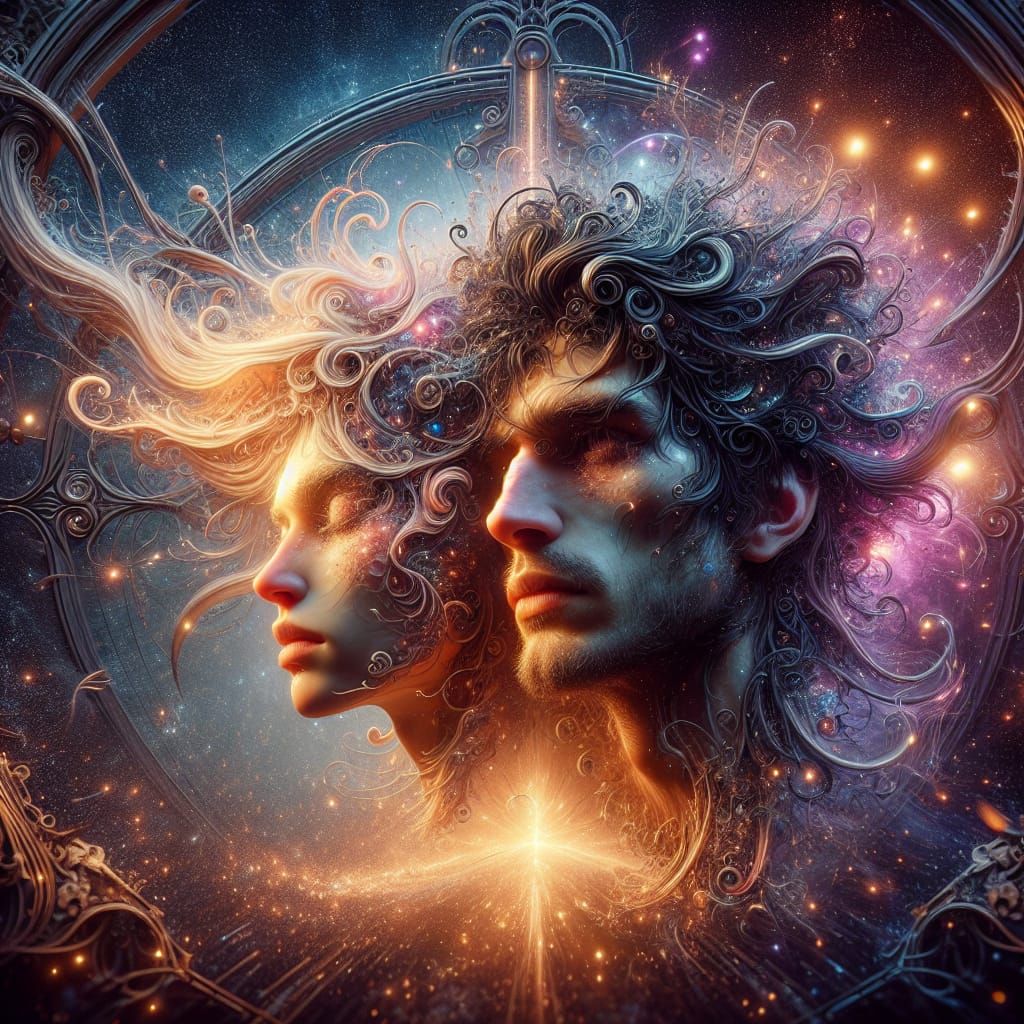 Portrait of New Found Love in Art Nouveau Style