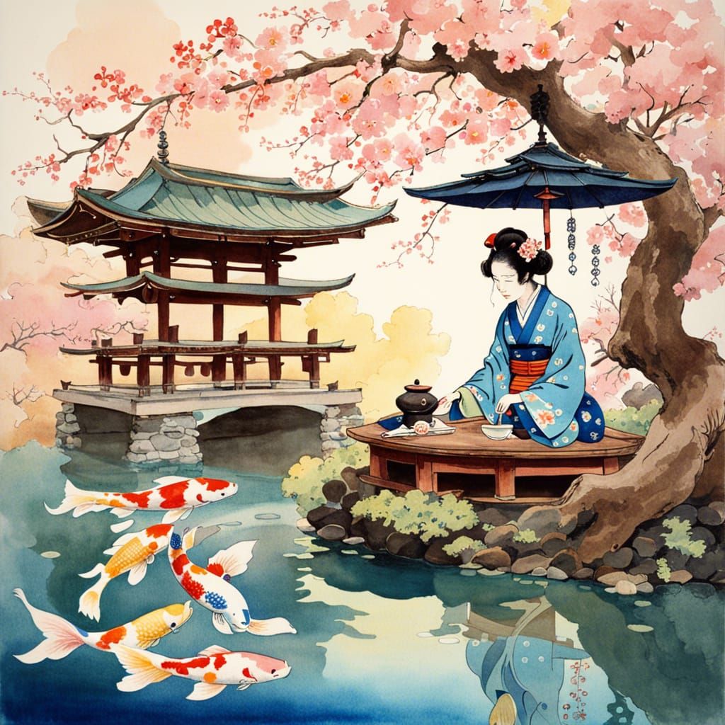Shinto_tatami _Maneki_neko_budo _Bonsai_tree_tea_ceremony_pagoda_koi_pond_sakura
Akira Kurosawa Katsushika ...  by @Cushla