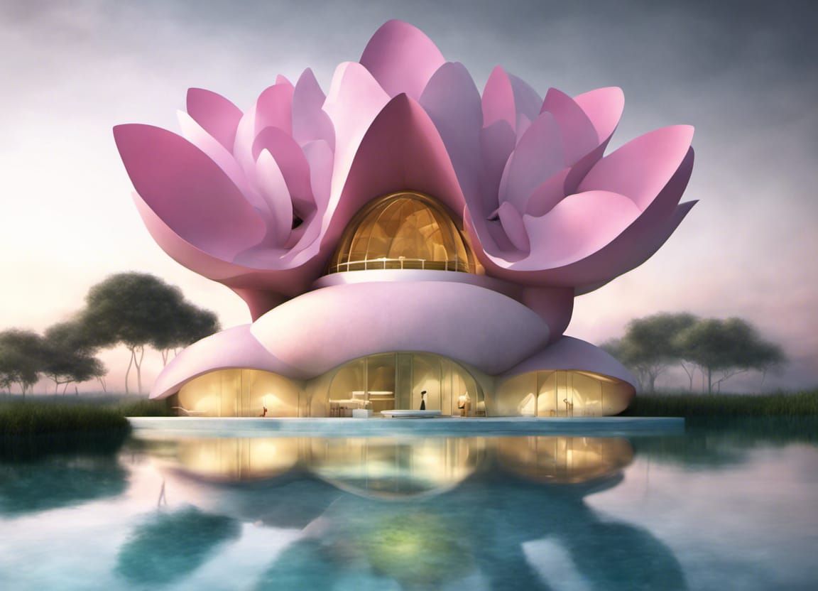 lotus flower resort;high-end resort hotel shaped like a lotus flower ...