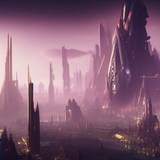 Aetherpunk city form above