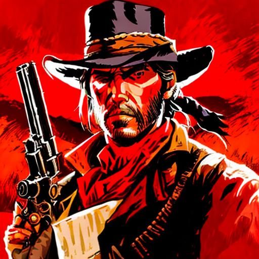 Portrait of John Marston, red dead redemption, rough pop art, red and ...