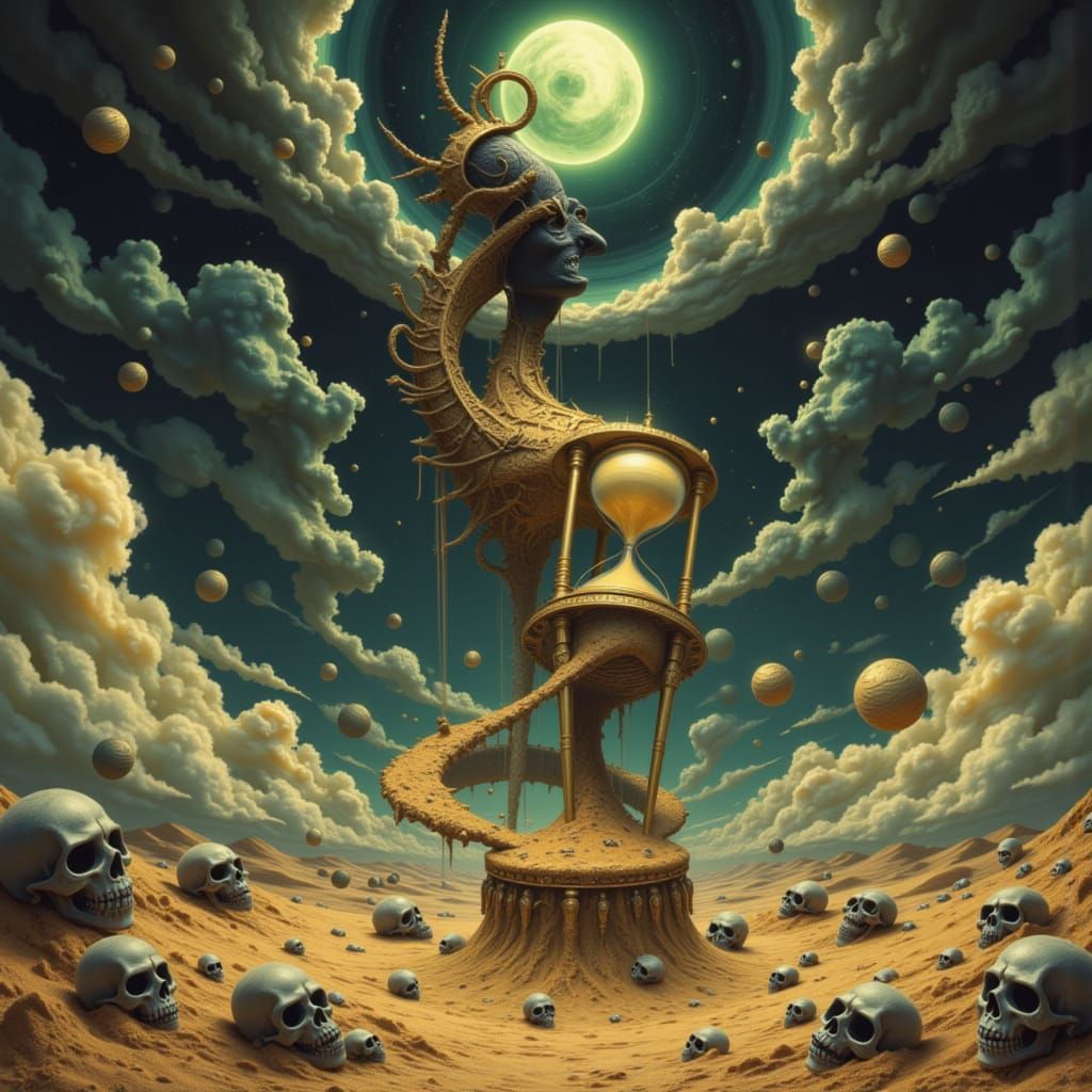 Surreal Sandman in Hourglass Black Hole