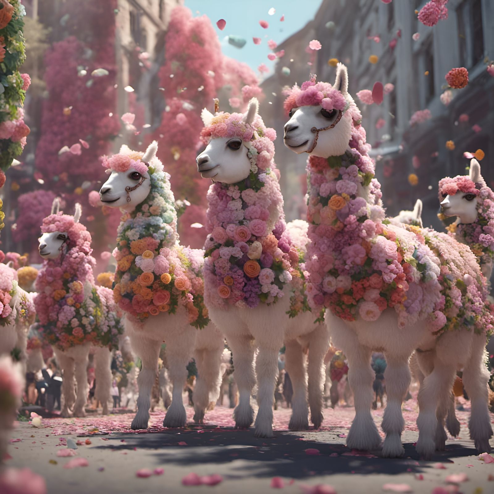 Llamas On Parade