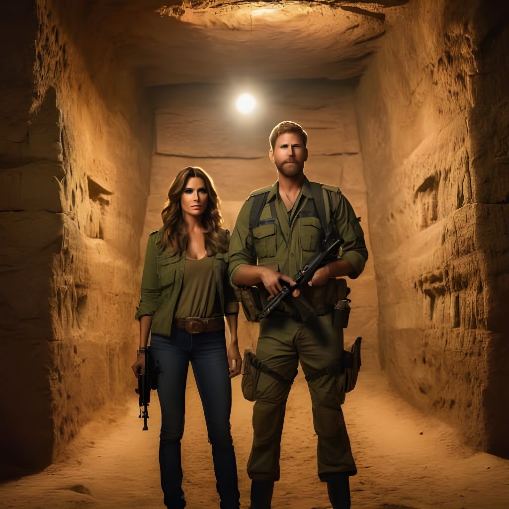 Flynn Hart and Sgt DJ Castle, searching through an old Goa'uld facility