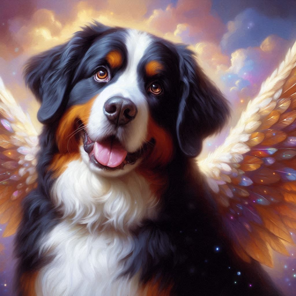 bernese mountain dog with wings.