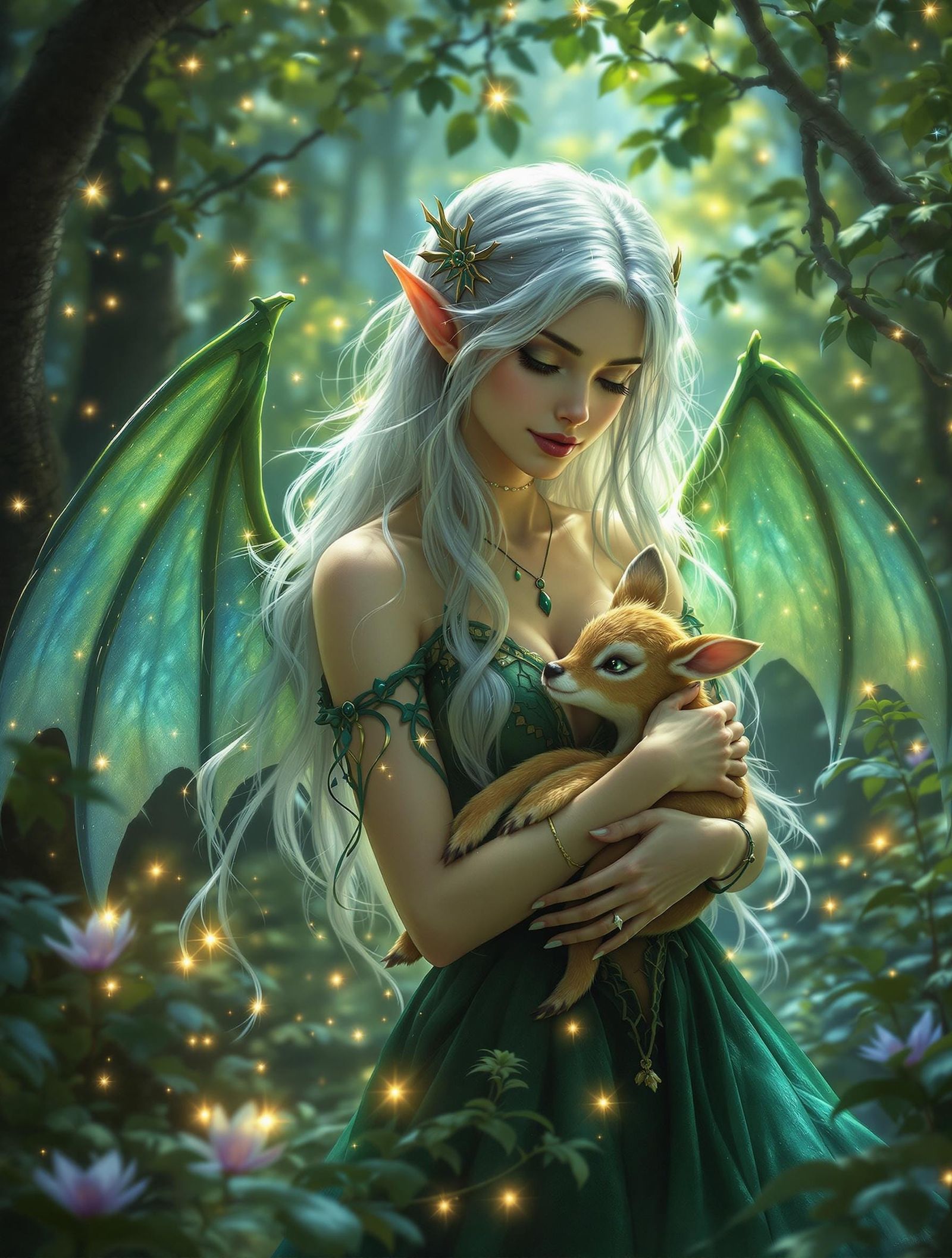 Elf and fawn  by @Roswarcus