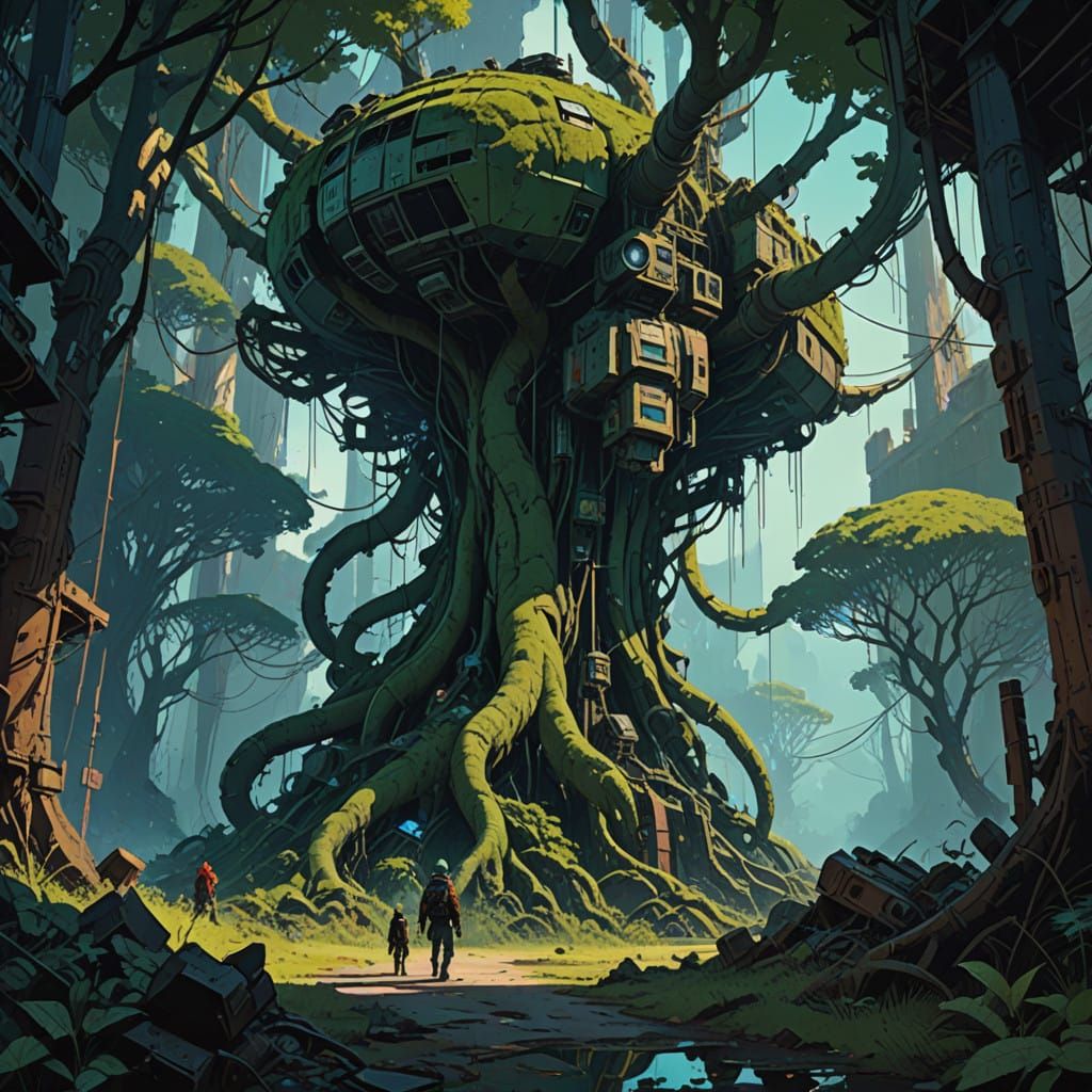 Ancient, Gnarled Forest in Deep, Emerald Hues