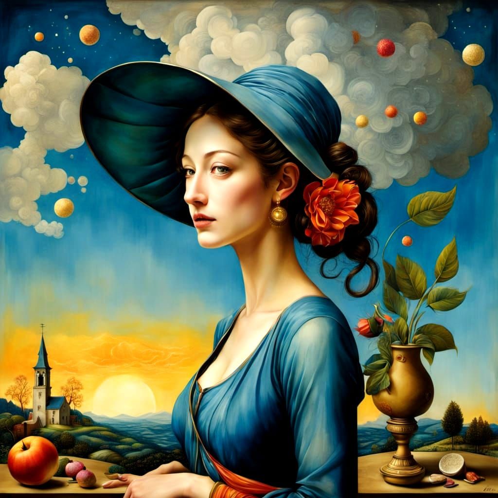 Surreal Medieval Ladies with Whimsical Creatures in Vibrant ...