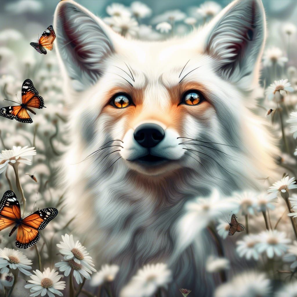 Fox meets monarch butterflies AI Generated Artwork NightCafe Creator
