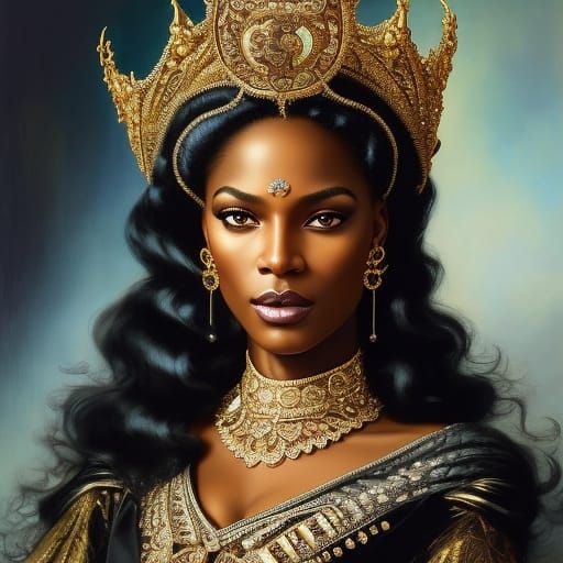 gorgeous black woman in a stunning crown, Simon Dewey, Rococo ...