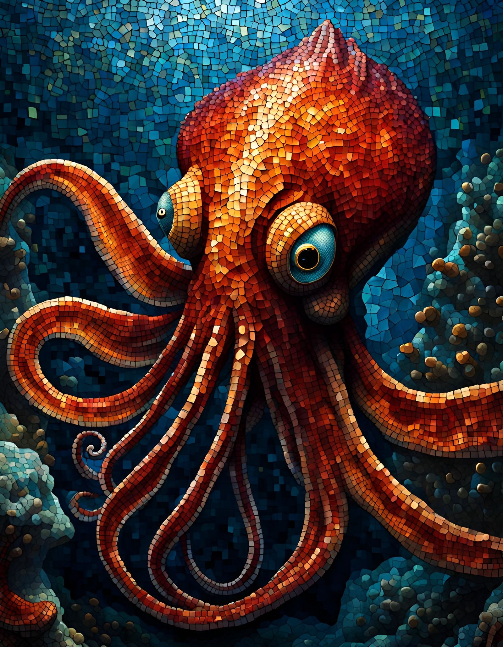 Angry Octopus Mosaic