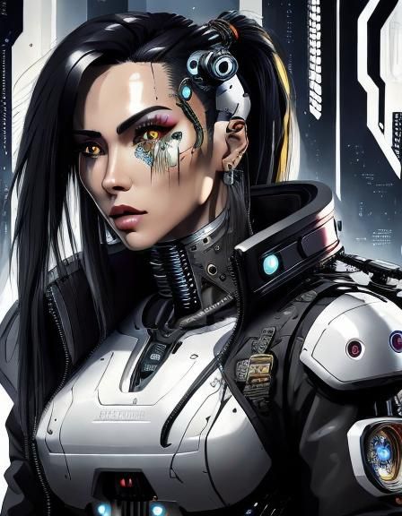 Portrait of a cyborg, 8k resoultion, biblical, hyper detailed, hyperrealism, 2100 AD <lora:Cyberpunk:1.1>