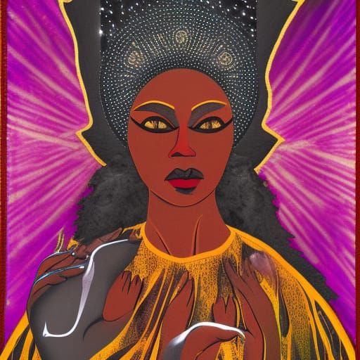 The High Priestess Tarot, Harlem Renaissance - Ai Generated Artwork 