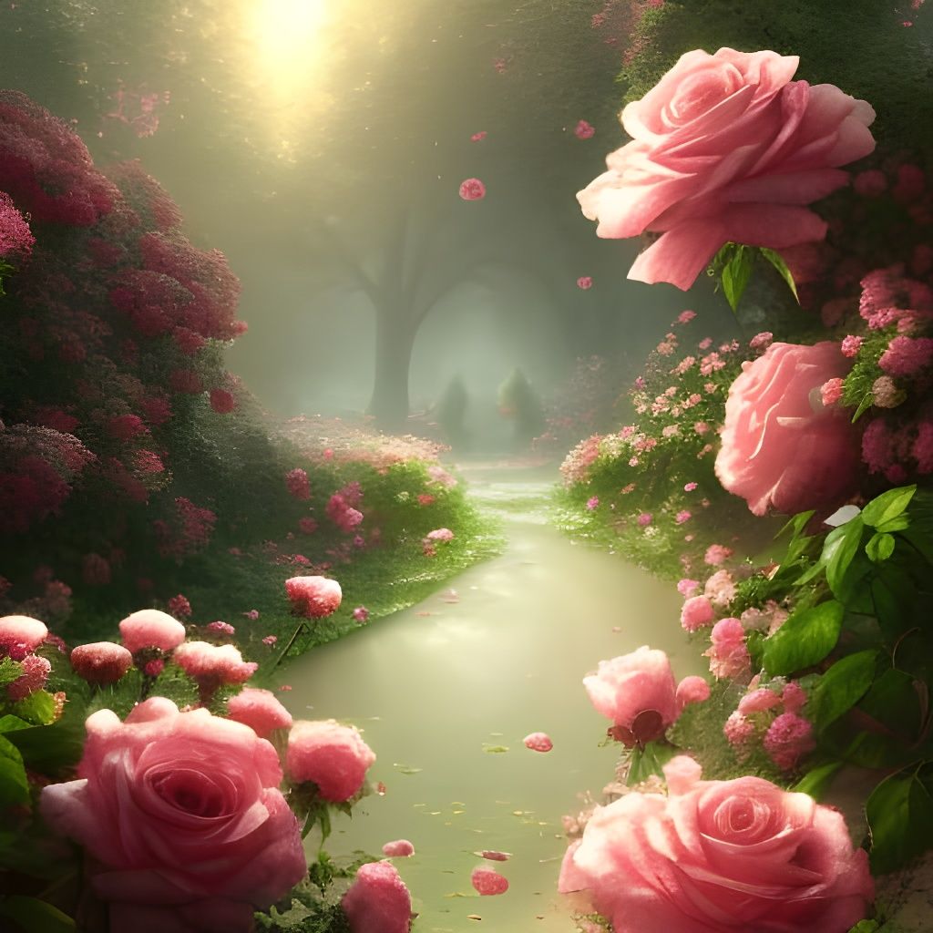 River of Roses - AI Generated Artwork - NightCafe Creator