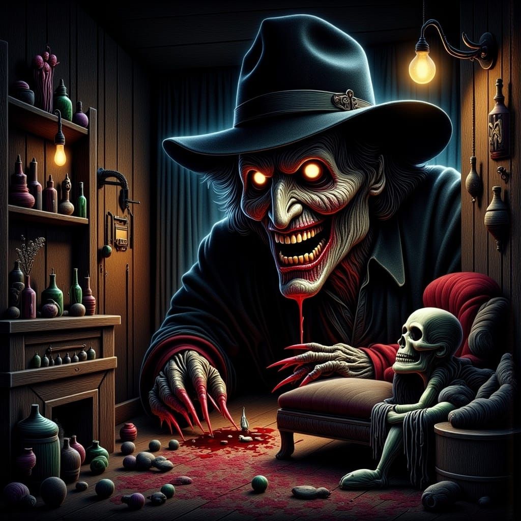 <lora:Witch Skeleton Ghost:1.0>a Nightmare on Elmstreet 