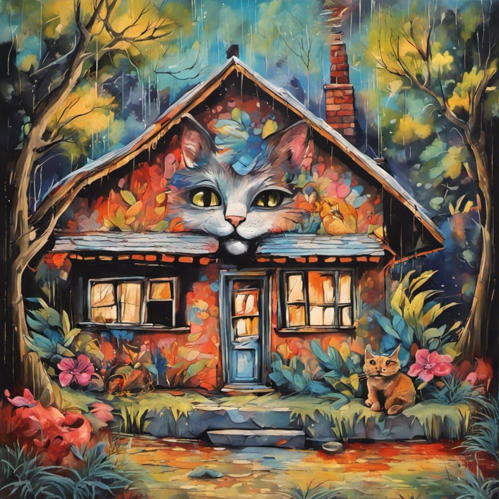 a cozy cottage near the woods, where Major Tomcat the cat li...
