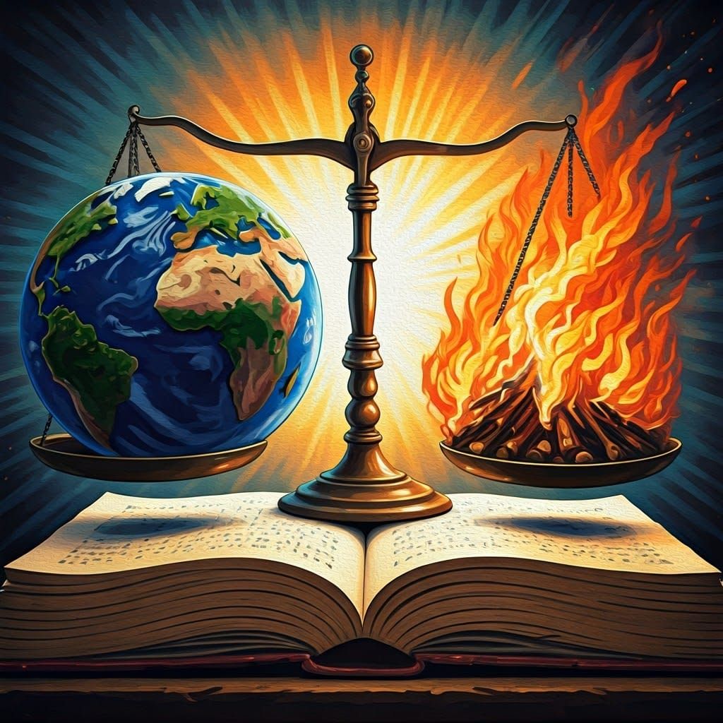 Cosmic Balance: Earth Scales Against Blazing Inferno in Radi...