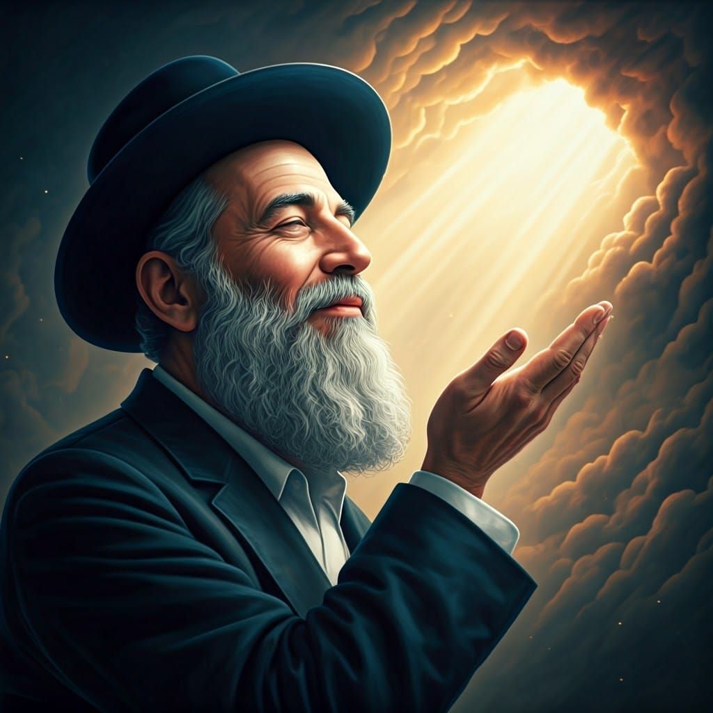 Joyful Jewish Man Sending Kiss Heavenward