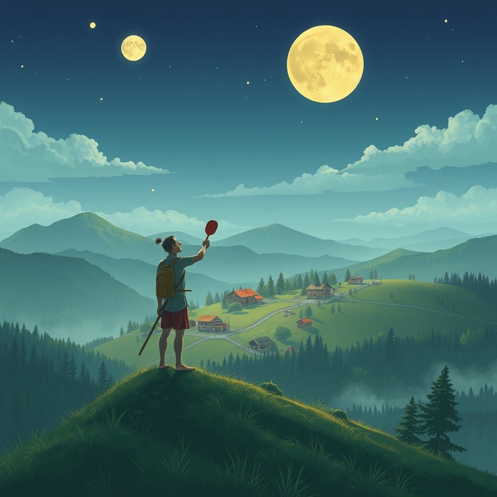 A Lone Figure Shouts into the Wilderness, Surrounded by a Vi...